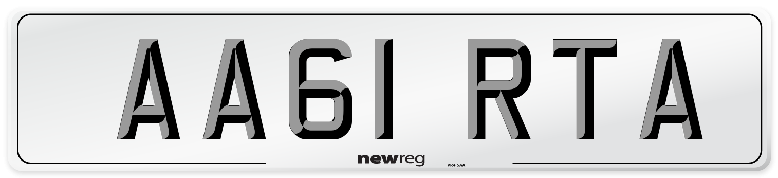 AA61 RTA Number Plate from New Reg